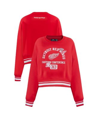Pro Standard - Women's Red Detroit Red Wings Area Code Cropped Pullover Sweatshirt