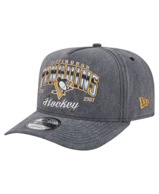 New Era - Men's Charcoal Pittsburgh Penguins Throwback Washed A-Frame Pre-Curved 9FIFTY Snapback Hat