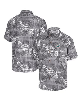 Tommy Bahama - Men's Black Miami Dolphins Coconut Point Isla Palmetta Camp Button-Up Shirt