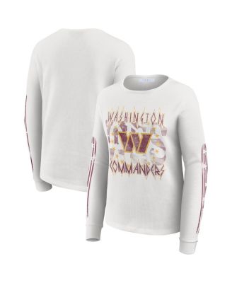 WEAR by Erin Andrews - Women's White Washington Commanders Graphic Waffle Long-Sleeve T-shirt