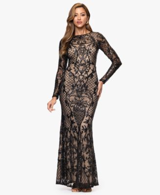 Betsy & Adam - Women's Long Sequined Stretch Gown