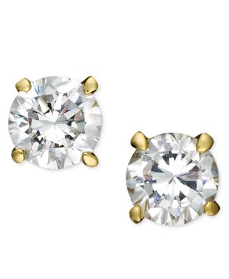 Giani Bernini - 18k Gold and Sterling Silver Earrings, Round Cubic Zircoia Studs (1/2 ct. t.w.)