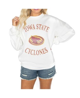 Gameday Couture - Women's White Iowa State Cyclones Good Vibes Premium Fleece Drop Shoulder Pullover Sweatshirt