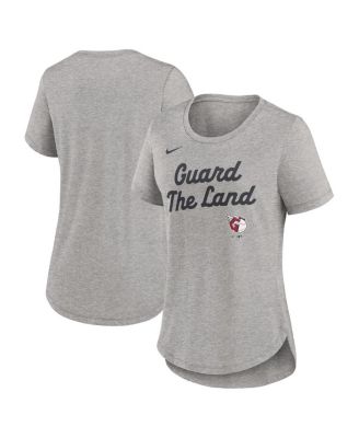 Nike - Women's Heather Gray Cleveland Guardians Script Tri-Blend T-Shirt