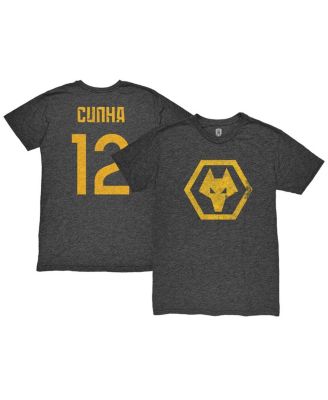 1863FC - Men's Matheus Cunha Heather Black Wolverhampton Wanderers Player Name Number Twisted Tri-Blend Slub T-Shirt