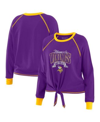 WEAR by Erin Andrews - Women's Purple/Yellow Minnesota Vikings Plus Size Tie-Front Long Sleeve Top