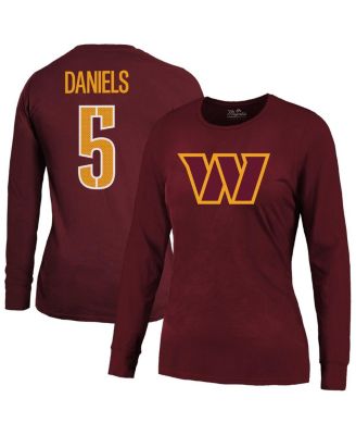 Majestic - Women's Jayden Daniels Burgundy Washington Commanders Player Name Number Long Sleeve T-Shirt