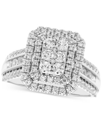 Macy's - Diamond Halo Cluster Multirow Ring (1 ct. t.w.) in 14k White Gold