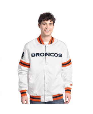 Starter - Men's&nbsp;White Denver Broncos Scout Full-Snap Varsity Jacket