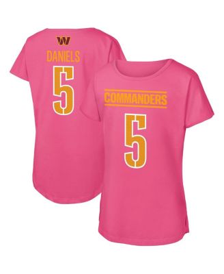 Outerstuff - Big Girls Jayden Daniels Pink Washington Commanders Player Name Number T-shirt