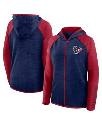 Fanatics - Women's Navy/Red Houston Texans Redzone End Around Pass Raglan Full-Zip Hoodie