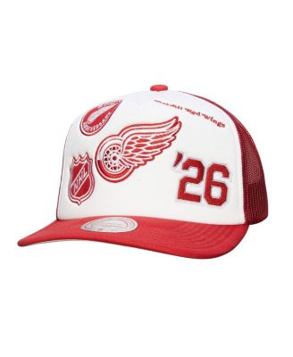 Mitchell & Ness - Men's White/Red Detroit Red Wings Gridlock Trucker Adjustable Hat