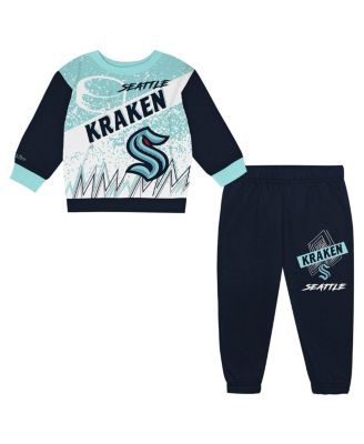Mitchell & Ness - Toddler Seattle Kraken Two-Piece Oversized Block Buster Fleece Sweatshirt Pants Set Set