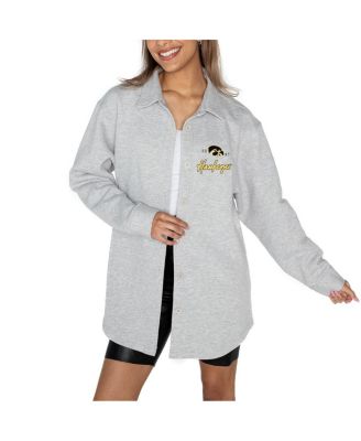 Gameday Couture - Women's Ash Iowa Hawkeyes Foundation Full-Button Long Sleeve Overshirt