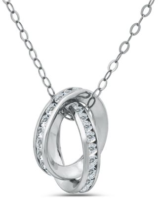 Giani Bernini - Cubic Zirconia Interlocking Rolling Circles Necklace (2-1/2 ct. t.w.) in 18K Gold Over Sterling Silver