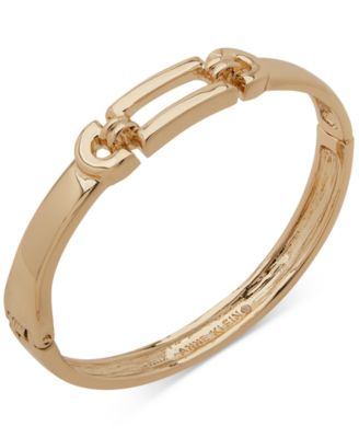 Anne Klein - Gold Tone Linked Chain Open Hinge Bracelet