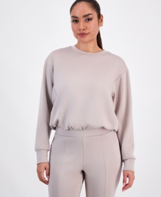 I.N.C. International Concepts - Petite Crewneck Bubble-Hem Top