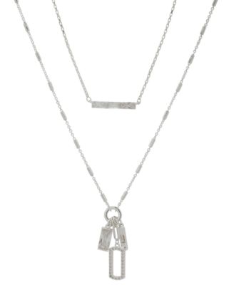 Anne Klein - 2 in 1 Cubic Zirconia Stone Charm Multirow Necklace