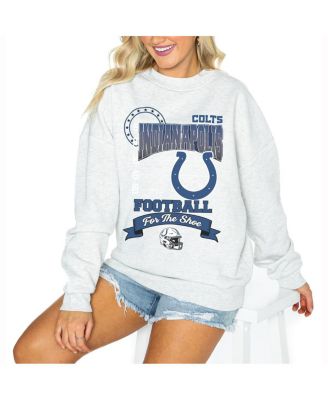Gameday Couture - Women's Ash Indianapolis Colts Oversized Run the Show Pullover Sweatshirt